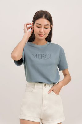 Merci Embroidered Tee