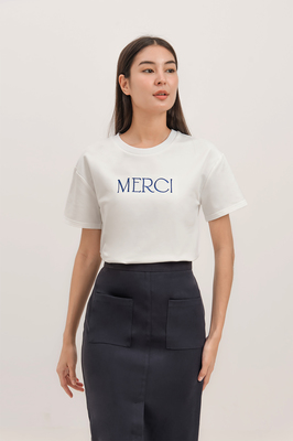 Merci Embroidered Tee