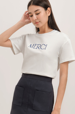 Merci Embroidered Tee