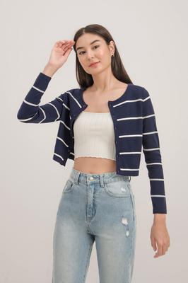 Harbour Stripe Button Knit Cardigan