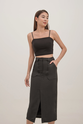 Carlos Belted Utility Midi Skirt