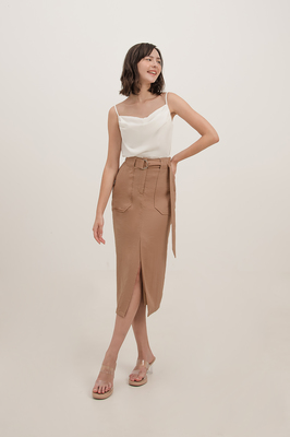 Carlos Belted Utility Midi Skirt