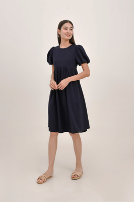 Jamia Puff Sleeve Pocket Midi Dress