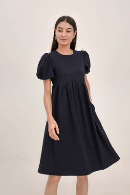 Jamia Puff Sleeve Pocket Midi Dress