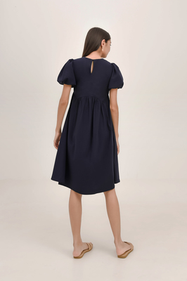 Jamia Puff Sleeve Pocket Midi Dress