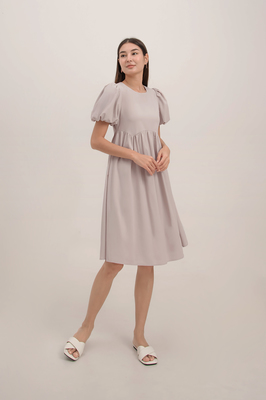 Jamia Puff Sleeve Pocket Midi Dress