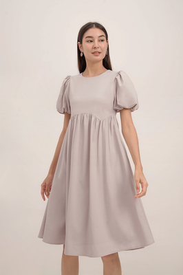 Jamia Puff Sleeve Pocket Midi Dress