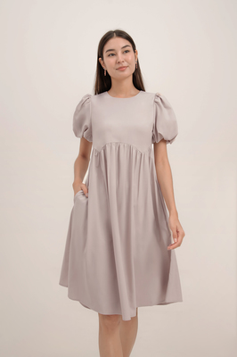 Jamia Puff Sleeve Pocket Midi Dress