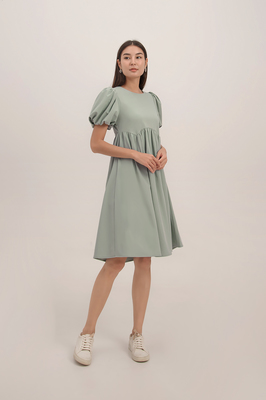 Jamia Puff Sleeve Pocket Midi Dress