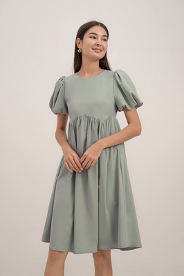 Jamia Puff Sleeve Pocket Midi Dress