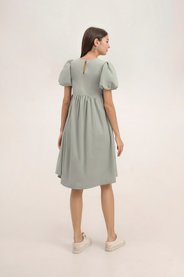 Jamia Puff Sleeve Pocket Midi Dress