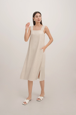 Elowen Linen Tie Back Midi Dress