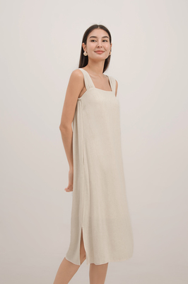 Elowen Linen Tie Back Midi Dress