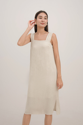 Elowen Linen Tie Back Midi Dress