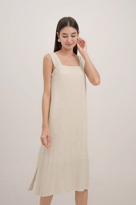 Elowen Linen Tie Back Midi Dress