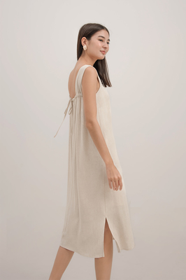 Elowen Linen Tie Back Midi Dress