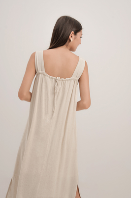 Elowen Linen Tie Back Midi Dress