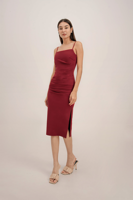 Zelda Padded Ruched Midi Dress