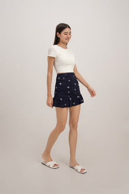 Aster Embroidered Ruched Skorts