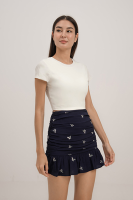 Aster Embroidered Ruched Skorts