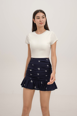 Aster Embroidered Ruched Skorts