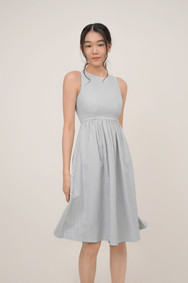 Kaesie Gingham Pocket Midi Dress