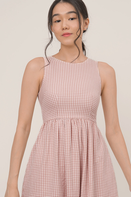 Kaesie Gingham Pocket Midi Dress