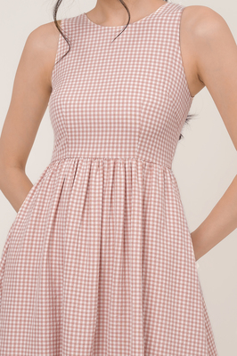 Kaesie Gingham Pocket Midi Dress