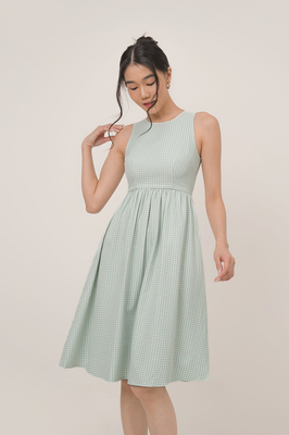 Kaesie Gingham Pocket Midi Dress