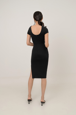 Carter Padded Sleeve Midi Dress