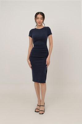 Carter Padded Sleeve Midi Dress