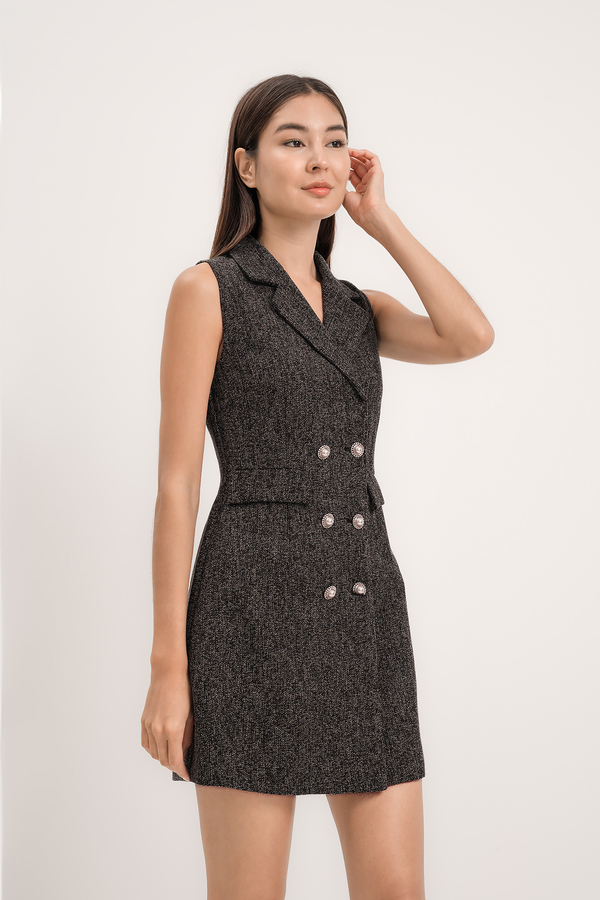 Qia Tweed Vest Dress