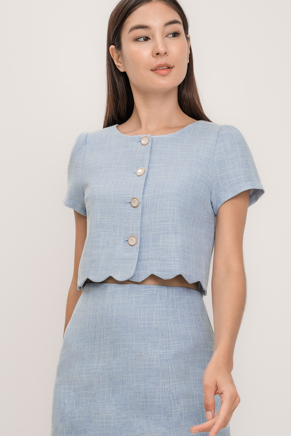 Divonne Tweed Scallop Top