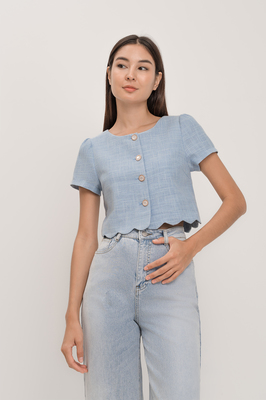 Divonne Tweed Scallop Top