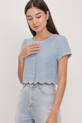 Divonne Tweed Scallop Top