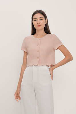 Divonne Tweed Scallop Top