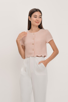 Divonne Tweed Scallop Top