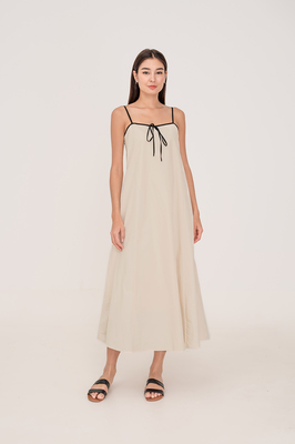 Noir Contrast Ribbon Maxi Dress