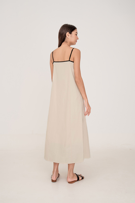 Noir Contrast Ribbon Maxi Dress