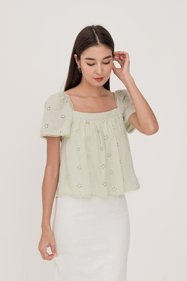 Lyna Broderie Sleeve Top