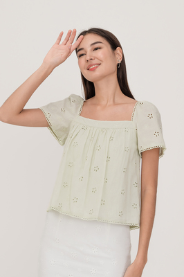 Lyna Broderie Sleeve Top