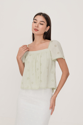 Lyna Broderie Sleeve Top