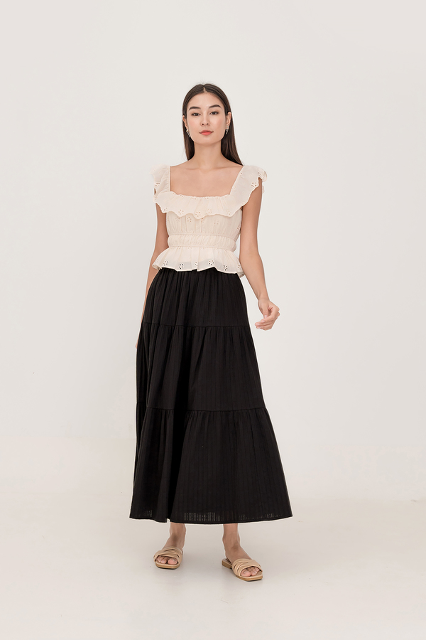 Calla Broderie Tiered Maxi Skirt