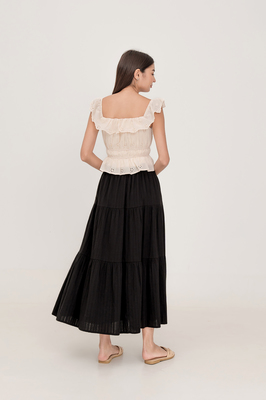 Calla Broderie Tiered Maxi Skirt