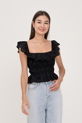 Bianca Broderie Ruffle Top