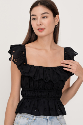 Bianca Broderie Ruffle Top