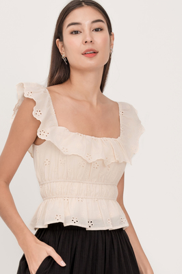 Bianca Broderie Ruffle Top