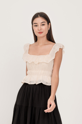 Bianca Broderie Ruffle Top