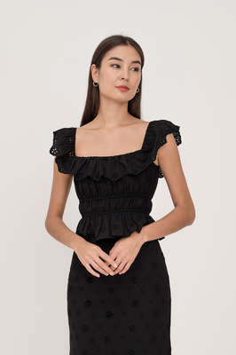 Bianca Broderie Ruffle Top