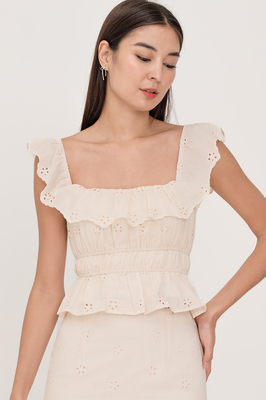 Bianca Broderie Ruffle Top